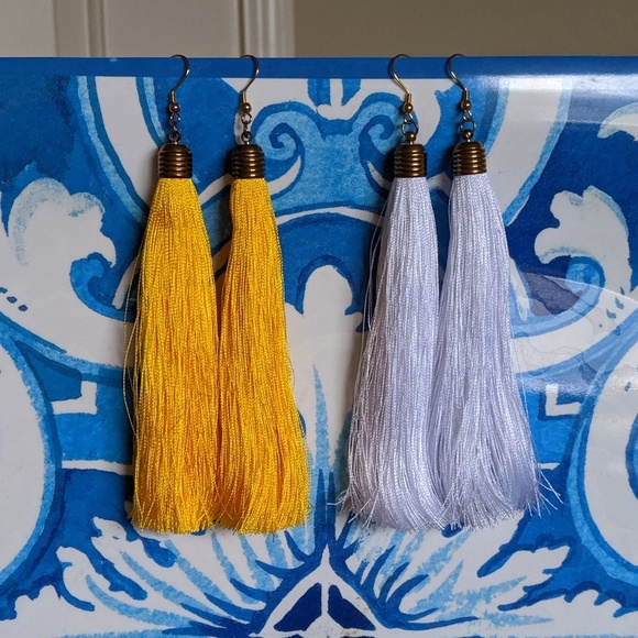 Jewelry - NEW SET of 2 Tassel Earrings White/Yellow! Jewelry - NEW SET of 2 Tassel Earrings White/Yellow!